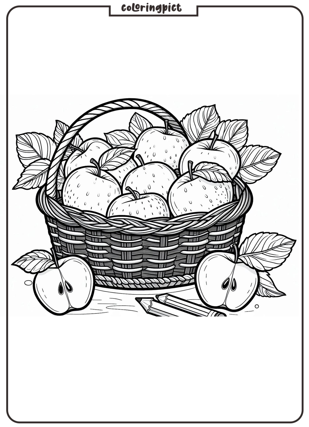 Apple Basket Coloring Page 1 Apple Basket Coloring Page for Kids