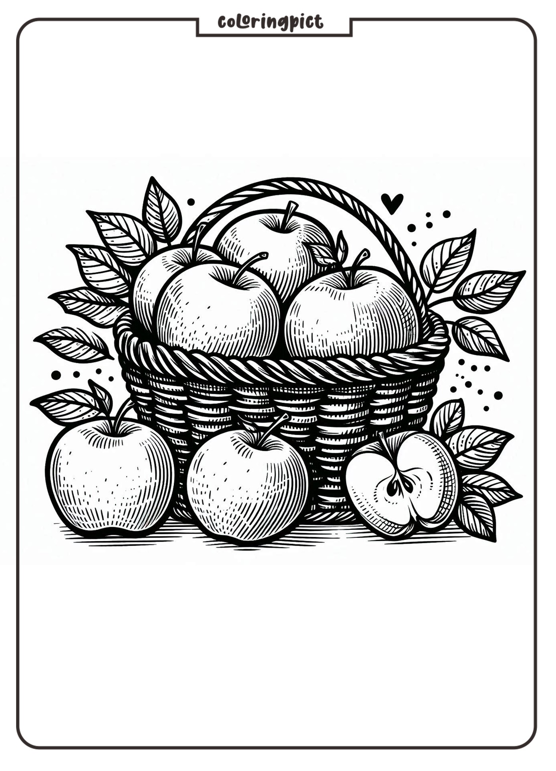Apple Basket Coloring Page 4 Apple Basket Coloring Pages for Kids