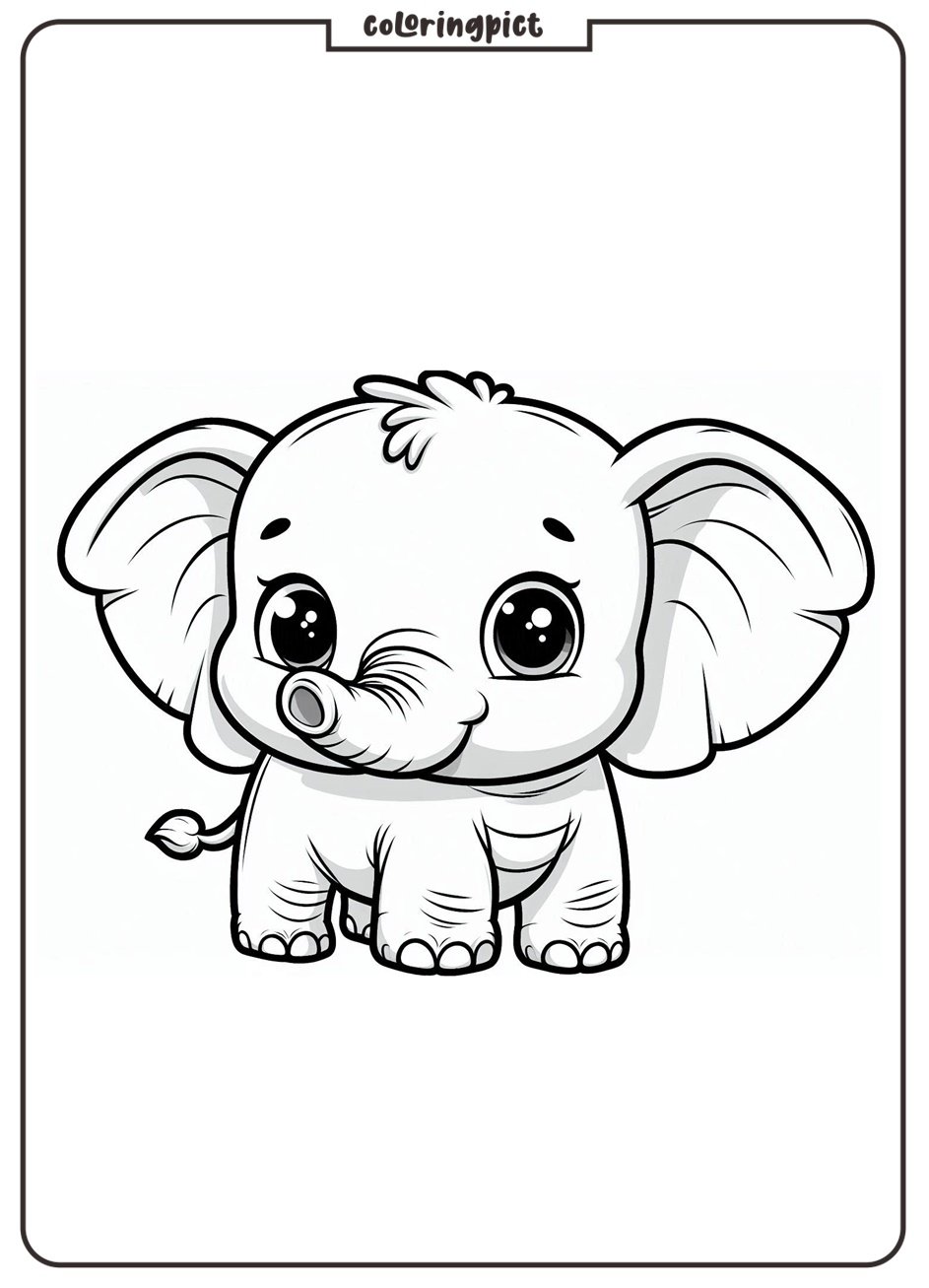 Baby Elephant Coloring Page