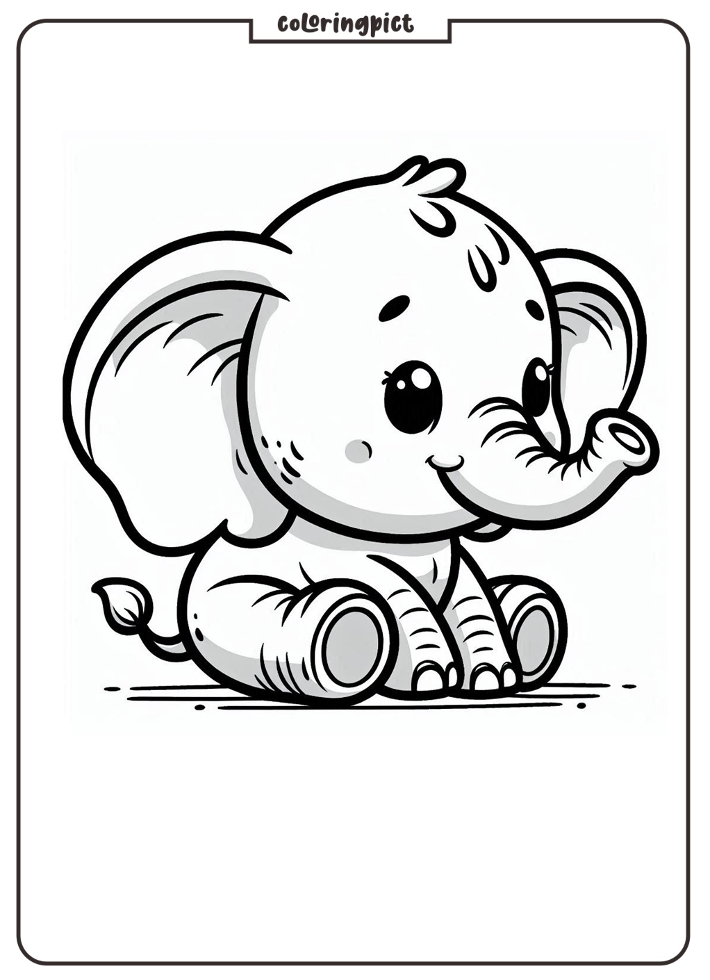 Baby Elephant to Color for Kid