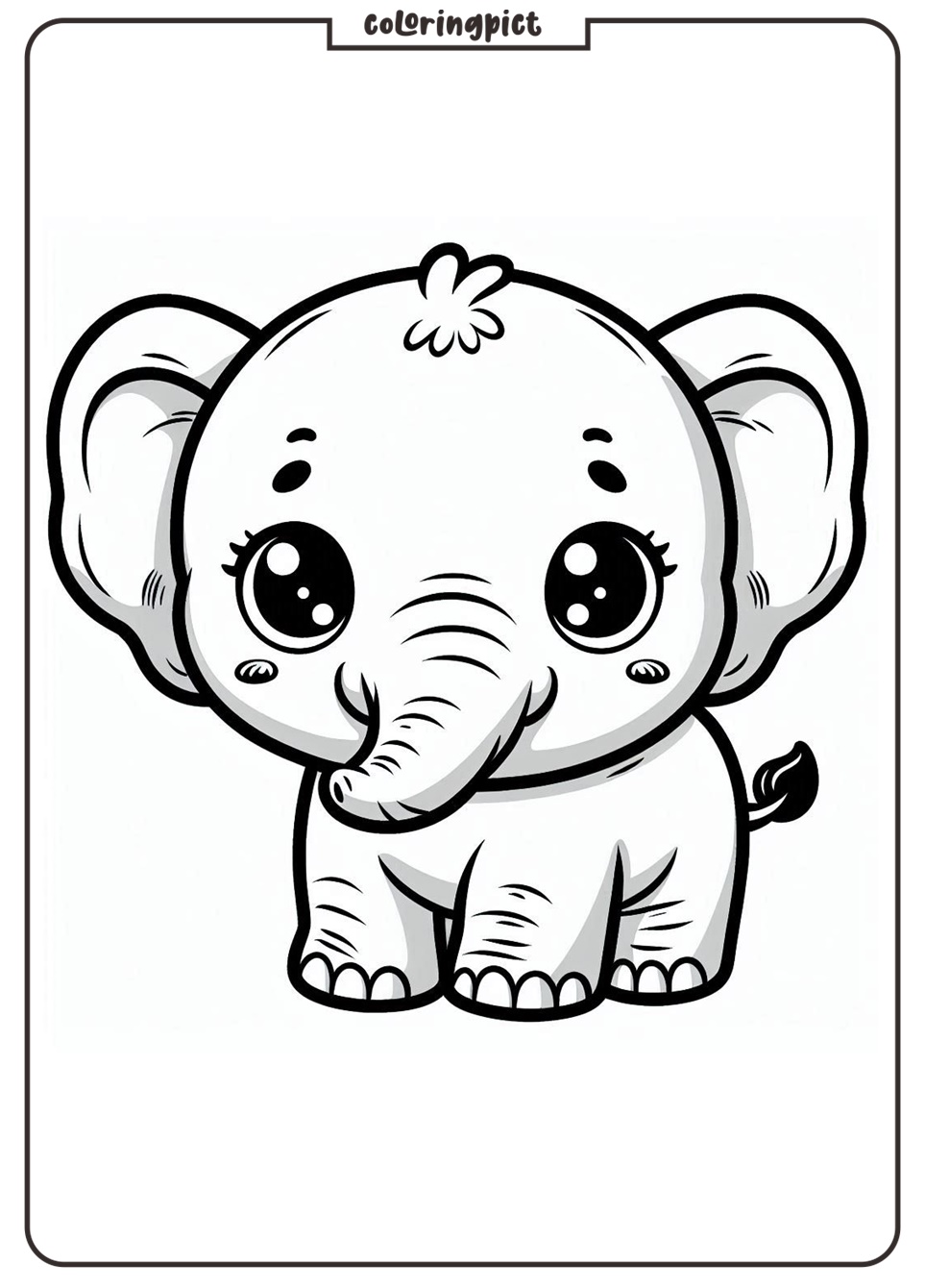 Baby Elephant to Color for Kids