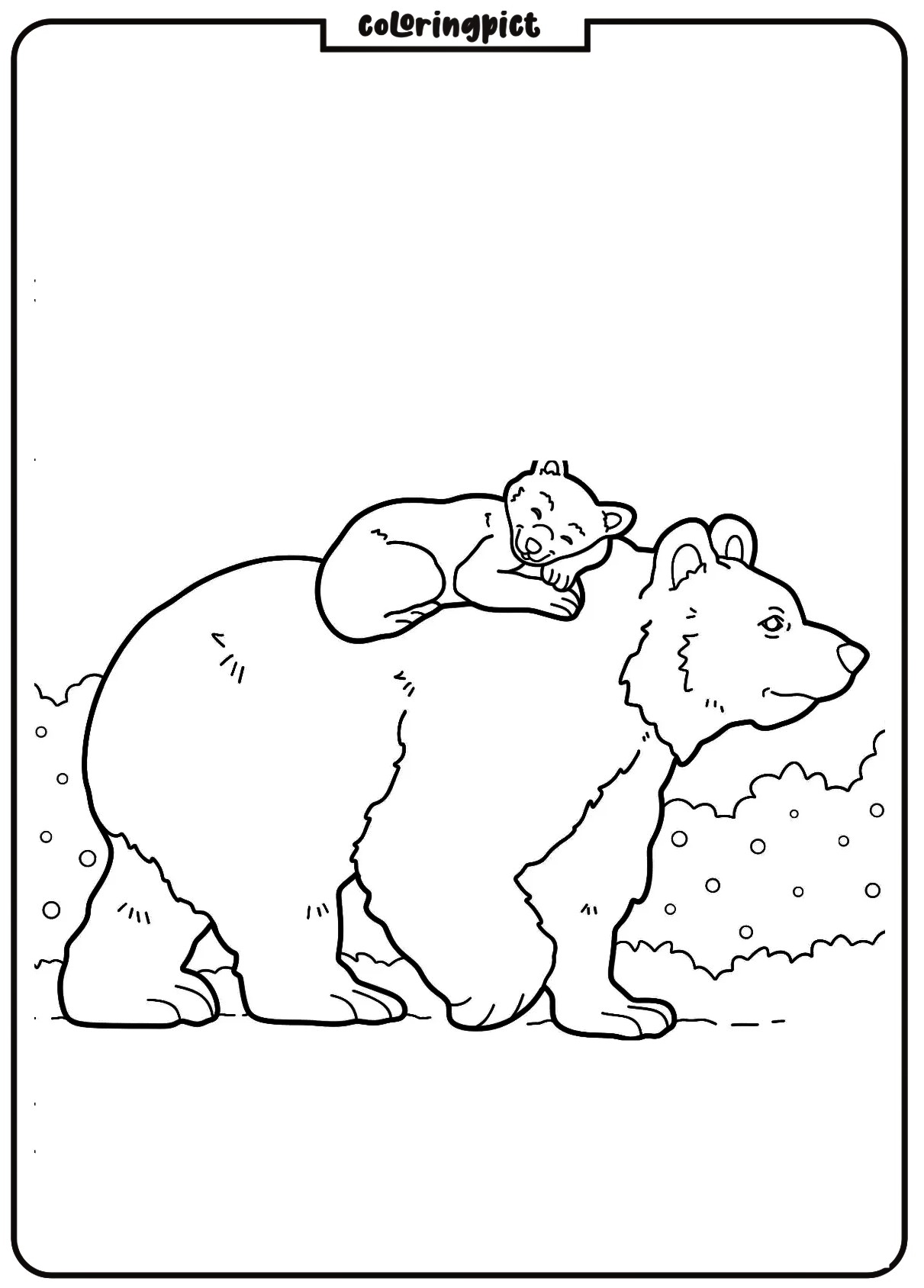 Bear Cub Sleeping On Mama Bear Coloring Pages