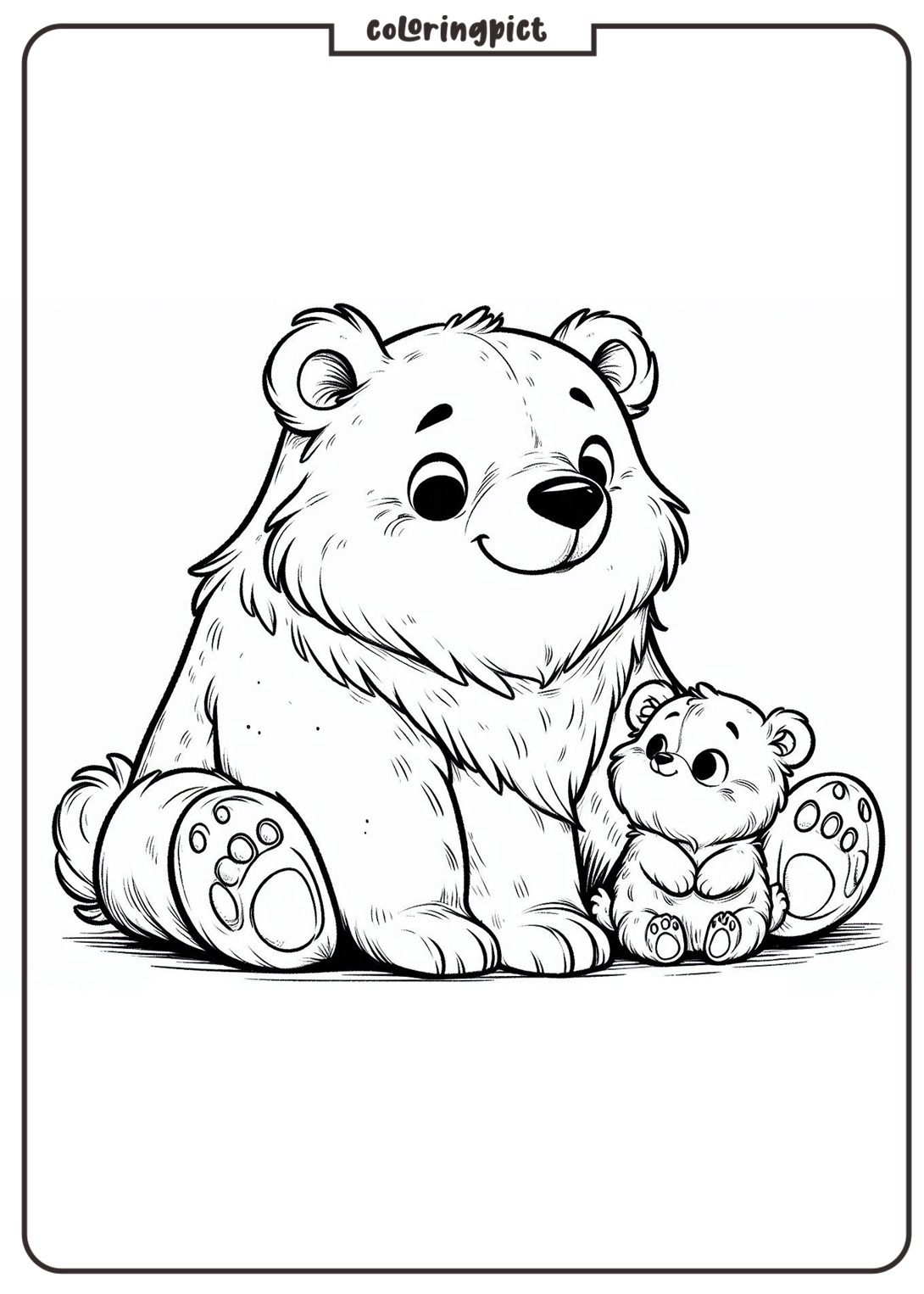 Bear Cub and Mama Bear Coloring Page for Kids