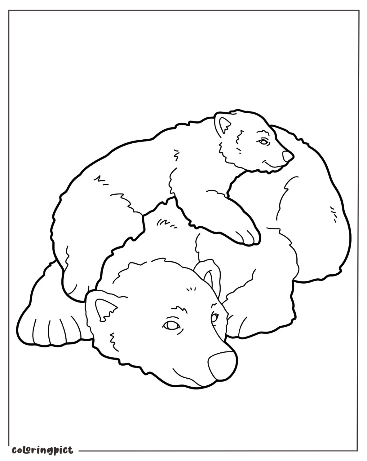 Bear Cub and Mama Bear Coloring Page