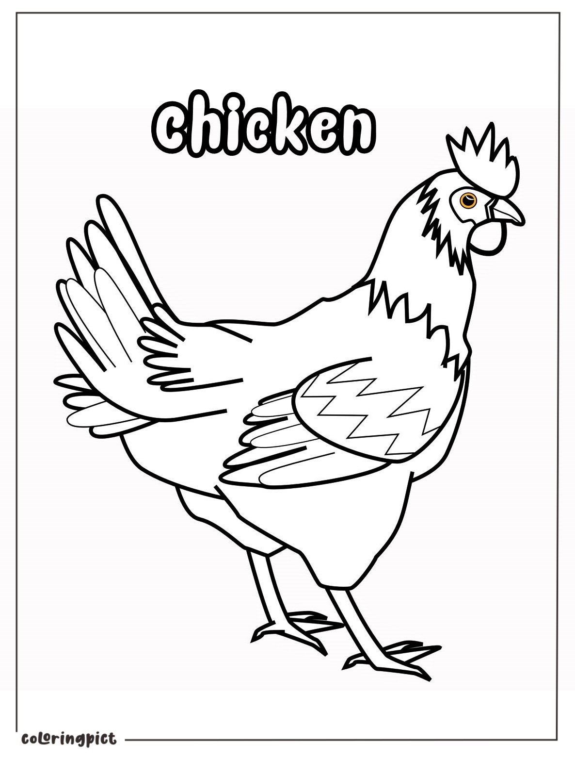 C Is For Chicken Coloring Page