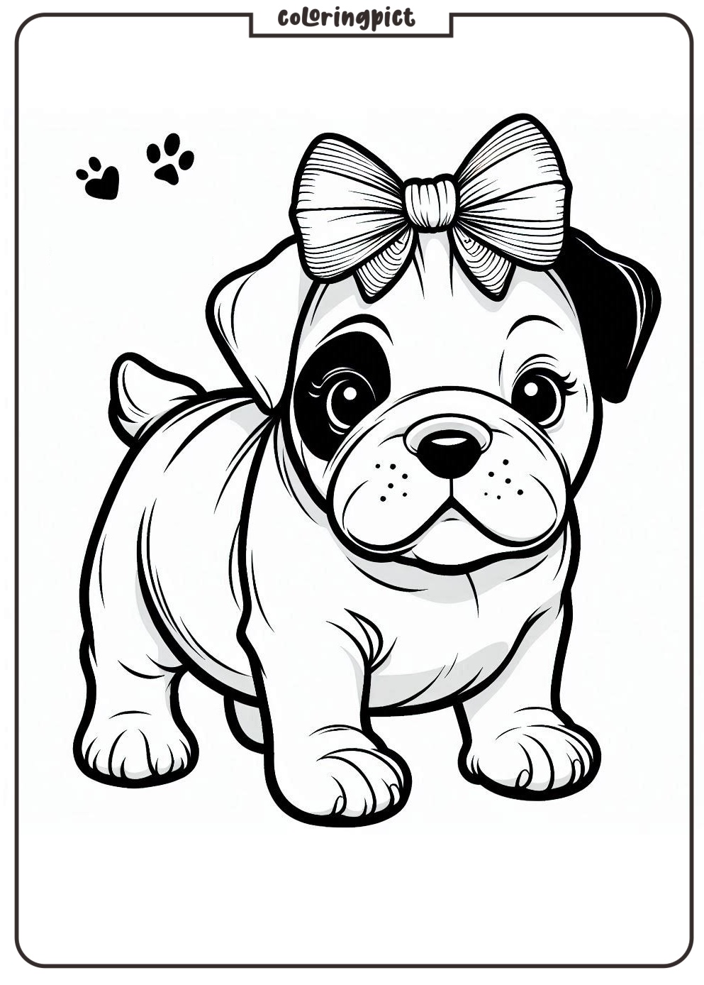 Cute Baby Bulldog Coloring Page for Kid