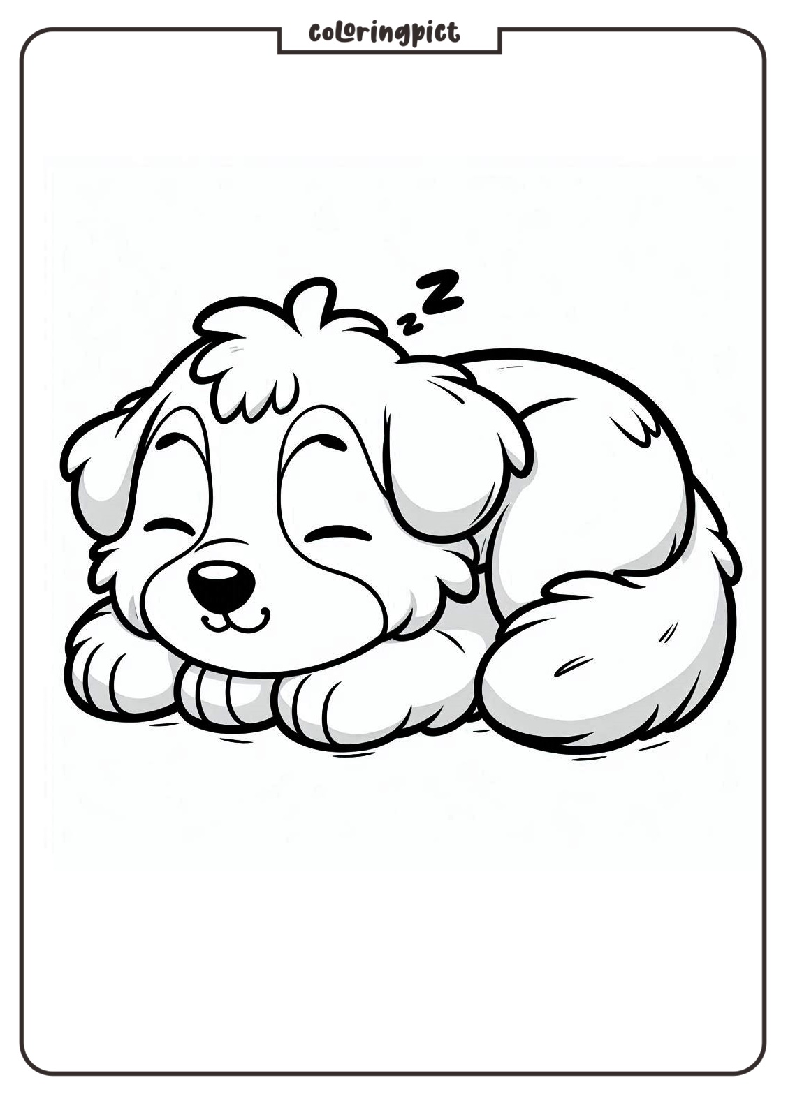 Cute Sleeping Dog Coloring Page for Kids 1 Cute Sleeping Dog Coloring Picture