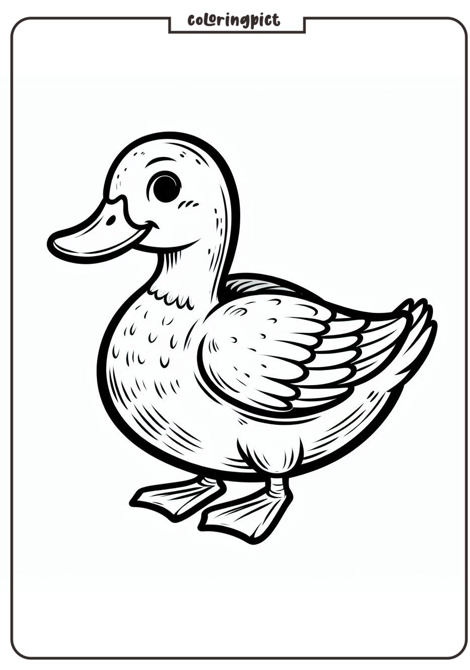 Cute and Friendly Duck Coloring Page 1 Duck Coloring Page Print for Kid