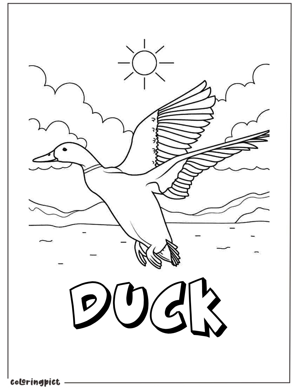 Ducks Are Flying Coloring Pages for Kids