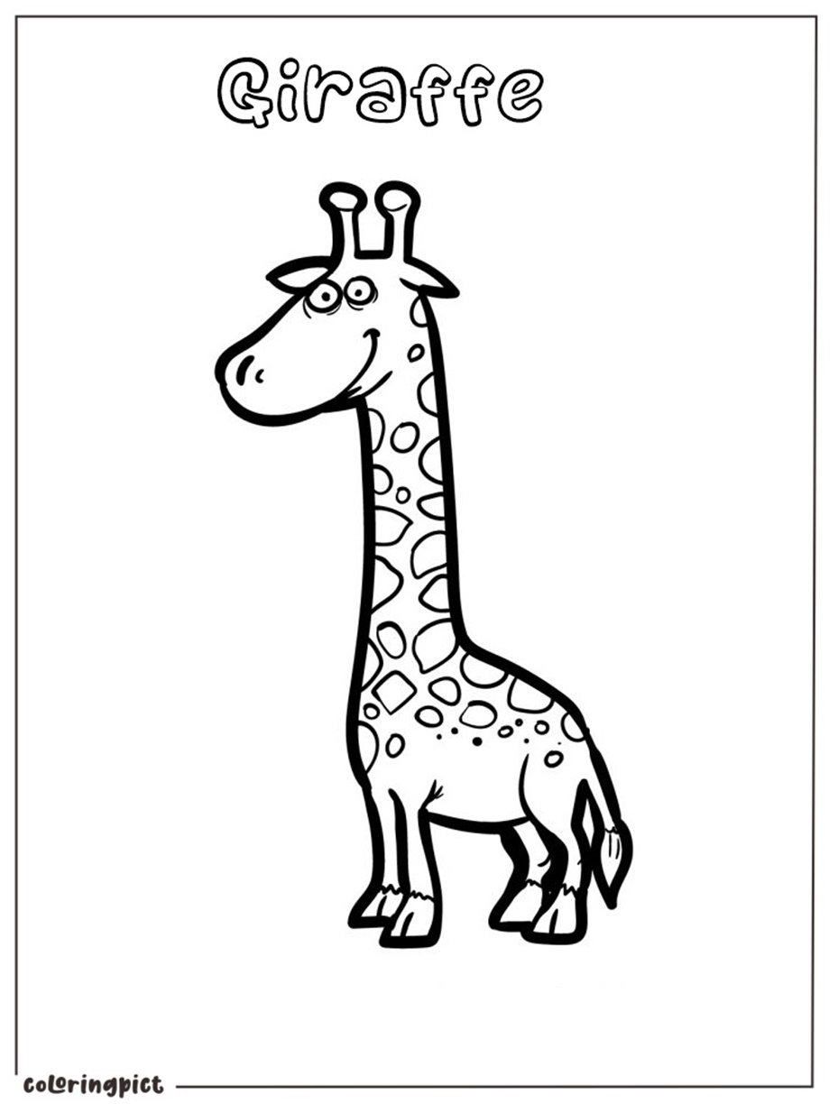 Animals with Long Necks, Giraffe Coloring Pages 2 Giraffe Cartoon Coloring Page