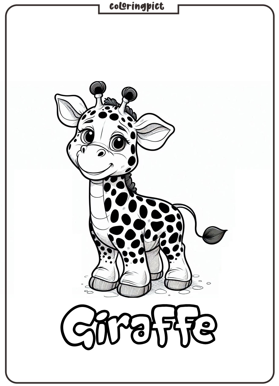 Animals with Long Necks, Giraffe Coloring Pages 4 Giraffe Coloring Page to Print