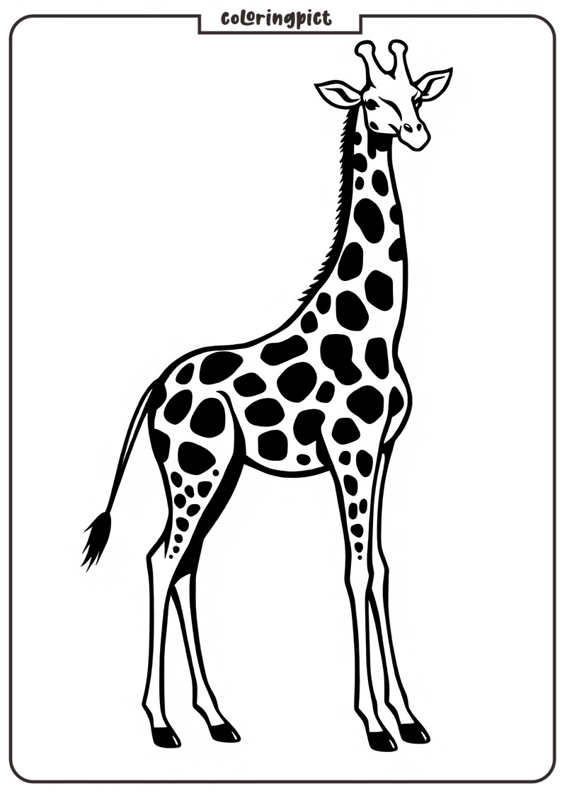 Animals with Long Necks, Giraffe Coloring Pages 6 Giraffe Easy Coloring Page