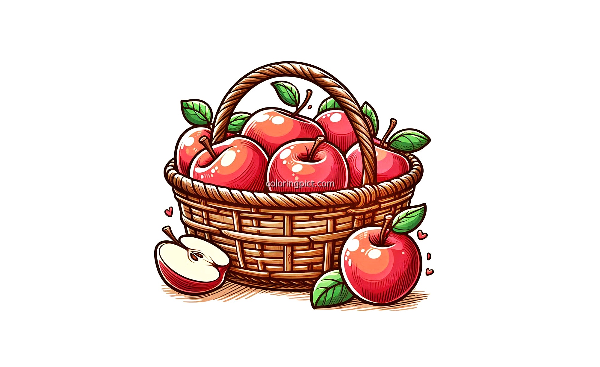 Apple Basket Coloring Page 6 Image is Apple Basket Coloring