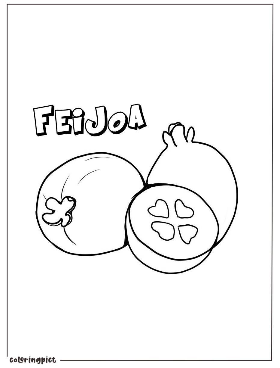 Feijoa Fruit Coloring Page 4 Printable Feijoa for coloring for kids