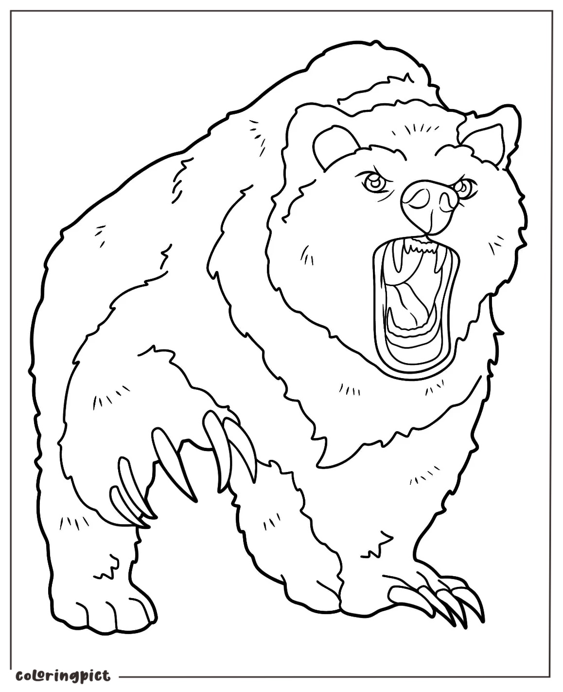Scary Bear Roaring Coloring Page