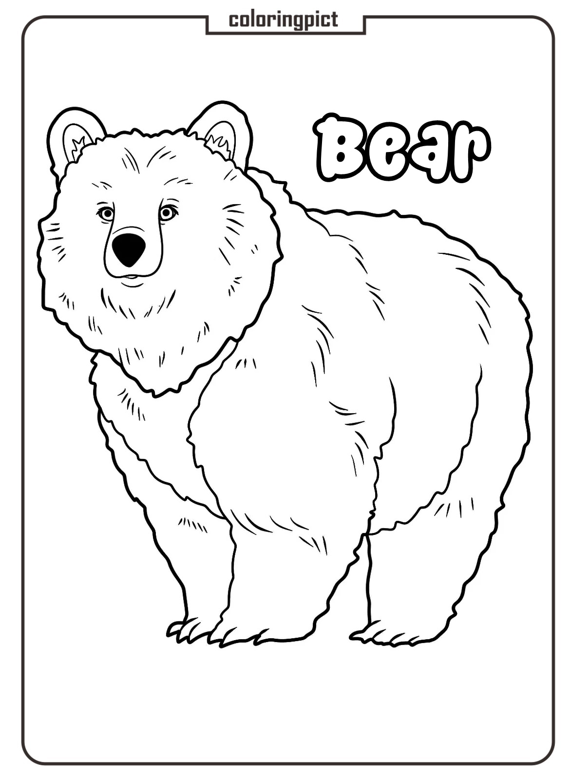 Simple Bear Walking Coloring Page