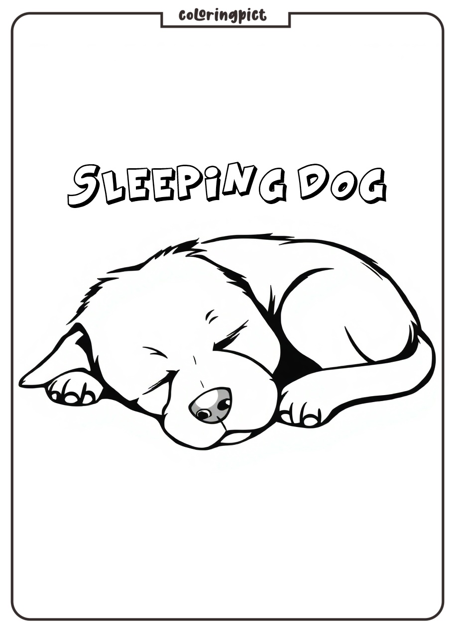 Cute Sleeping Dog Coloring Page for Kids 2 Sleep Dog Coloring pages for Kids