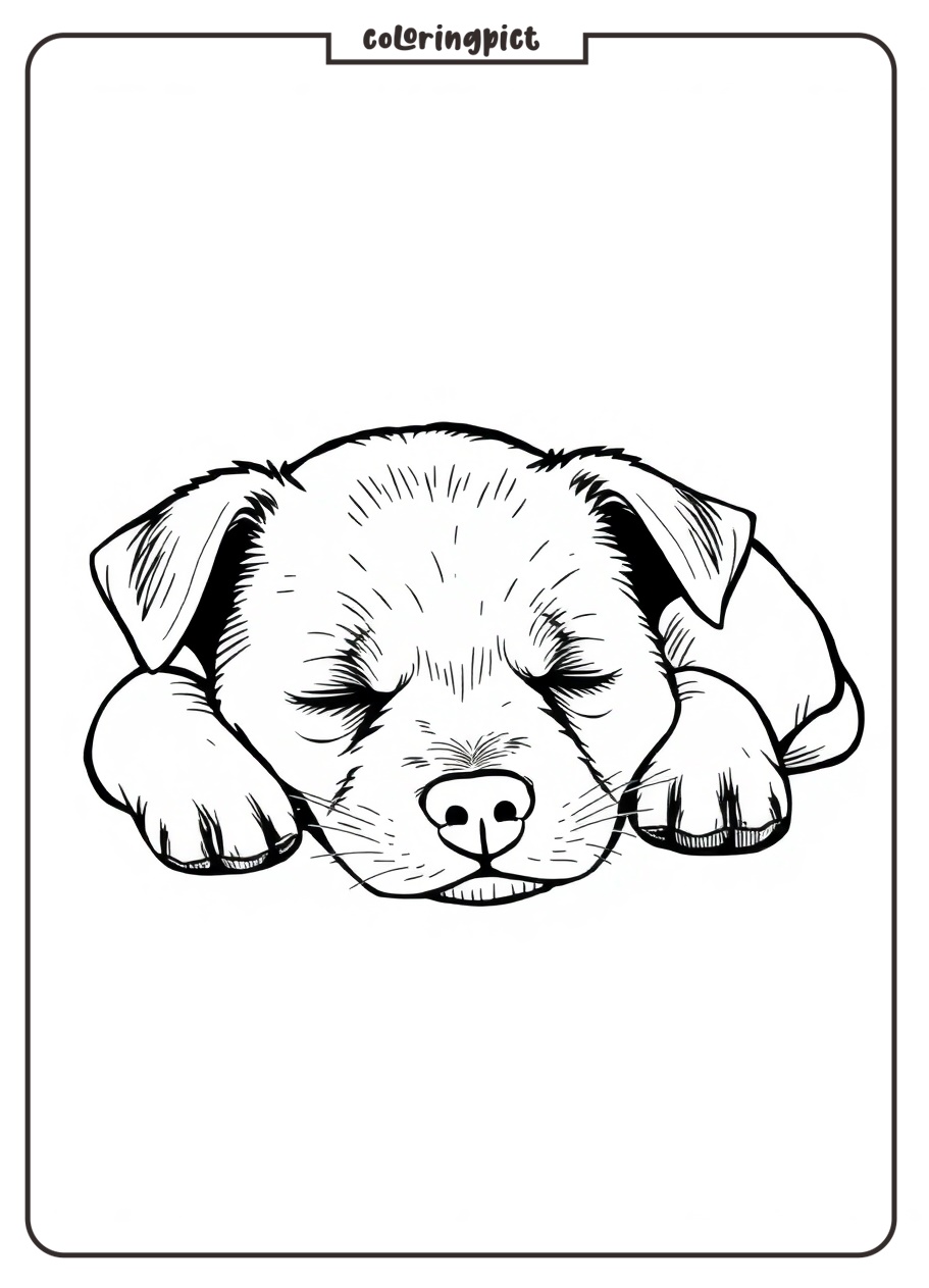 Cute Sleeping Dog Coloring Page for Kids 5 Sleeping Dog Coloring Printable