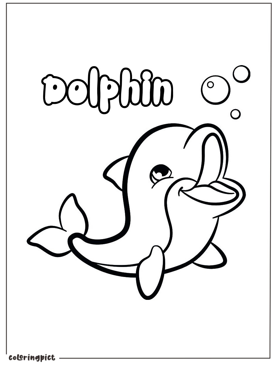 Friendly Dolphin Coloring Page 1 baby dolphin printable coloring page