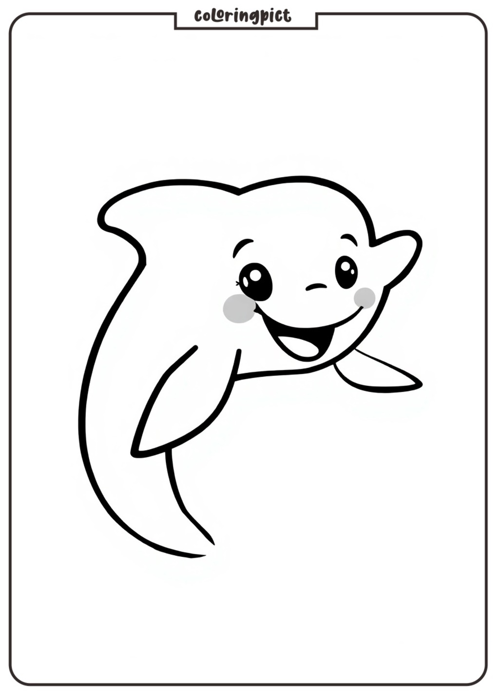 Friendly Dolphin Coloring Page 2 cartoon dolphin printable coloring page