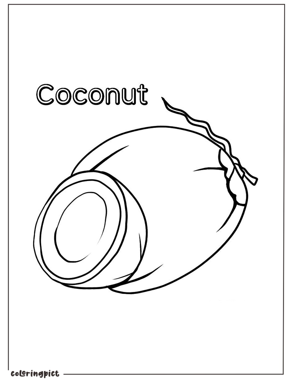 The Charm of Tropical Fruits, Coconut Coloring Page 1 coconut coloring image pdf