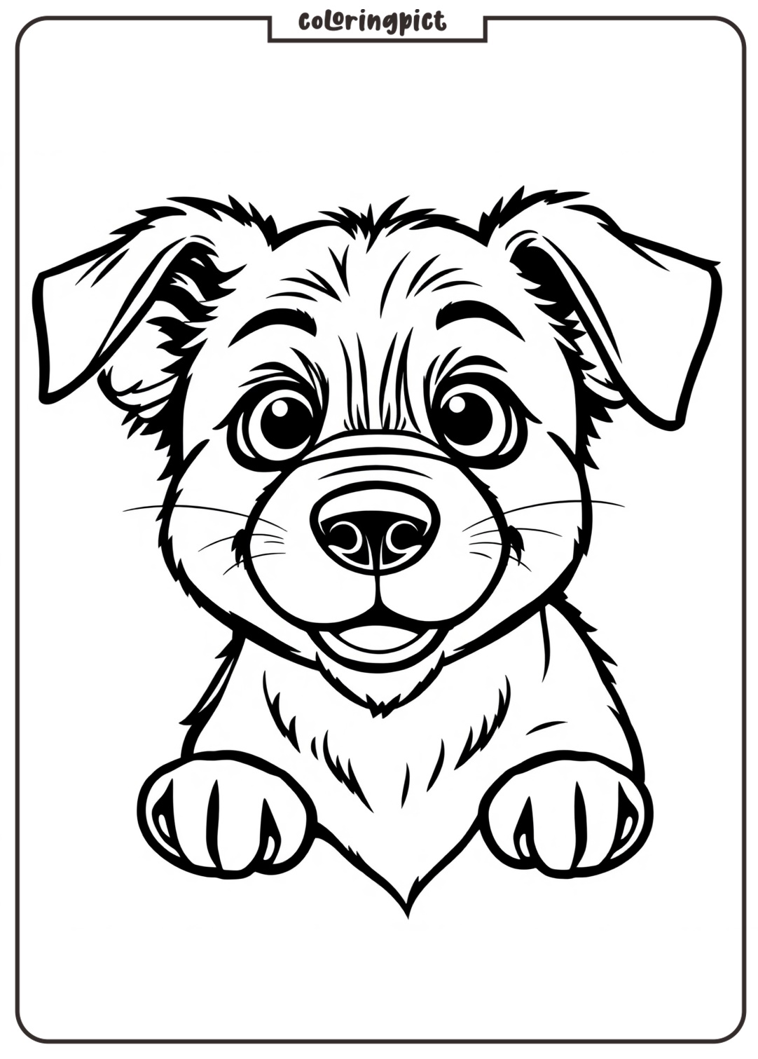 Cute Dog Face Coloring Pages for Kids 6 cute dog face coloring