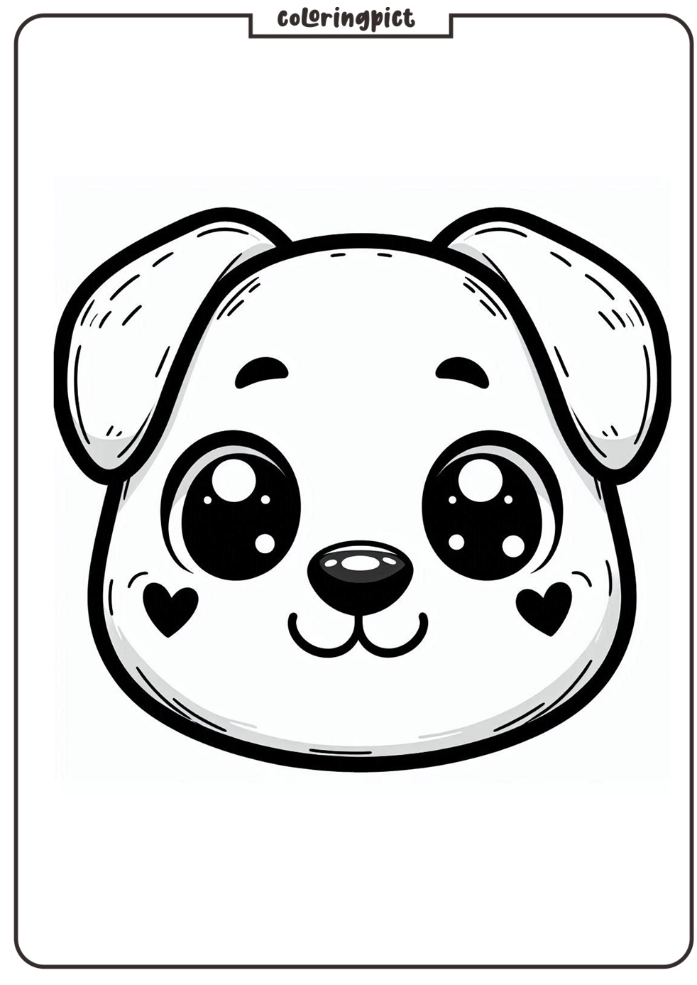Cute Dog Face Coloring Pages for Kids 2 dog face coloring printable