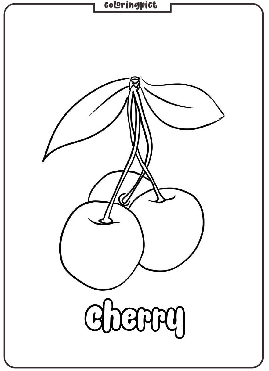 Delicious Cherry Coloring Page 3 download print cherry coloring page