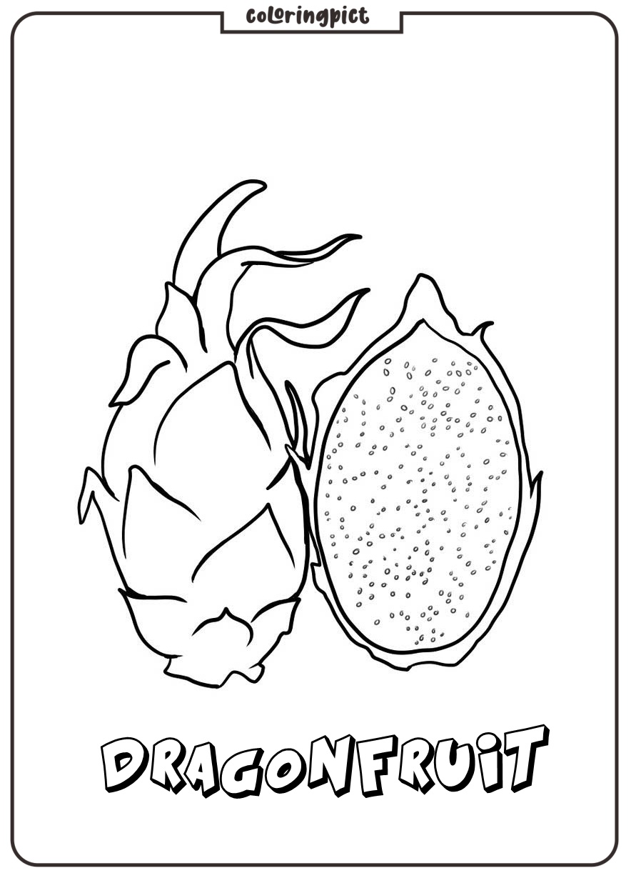 dragon fruit coloring page for kids