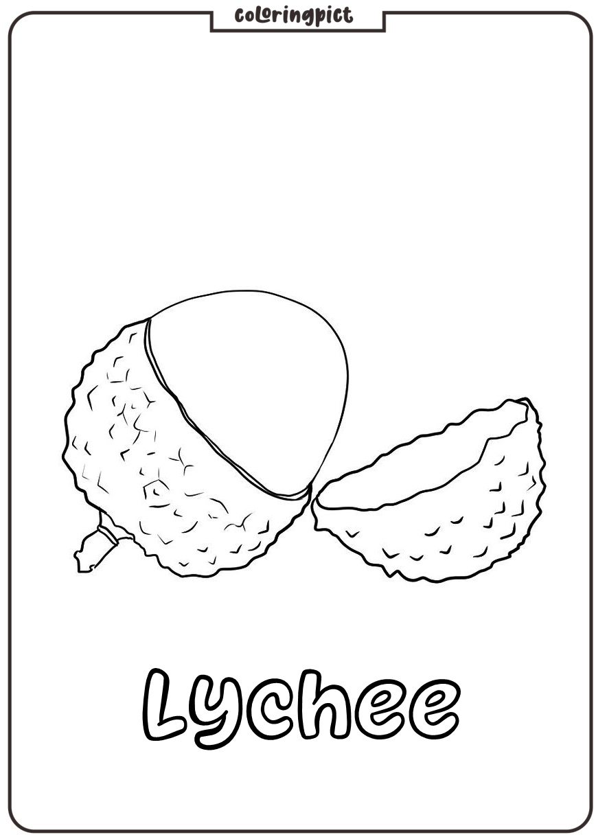 Delicious Sweet Fruit, Lychee Coloring Page 3 easy lychee coloring sheet free