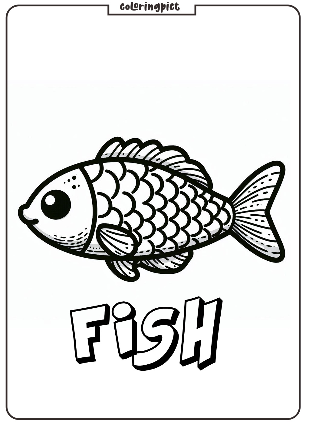 fish coloring page for kids pintable