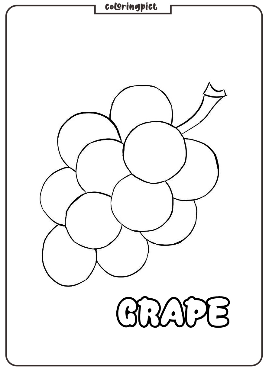 Fresh and Delicious Fruit, Grape Coloring Page 4 free grape coloring picture printable