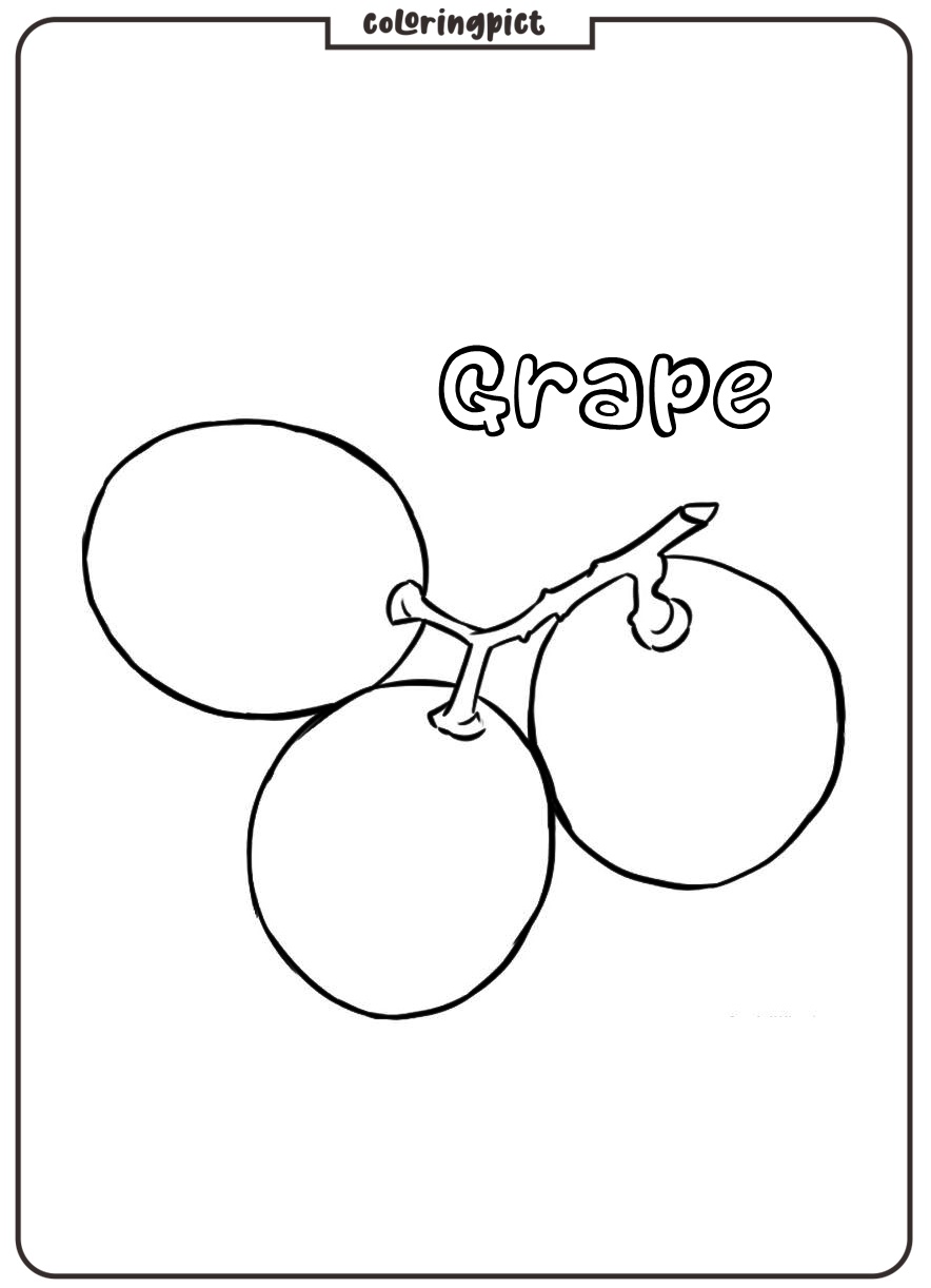 Fresh and Delicious Fruit, Grape Coloring Page 6 grape coloring page printable pdf