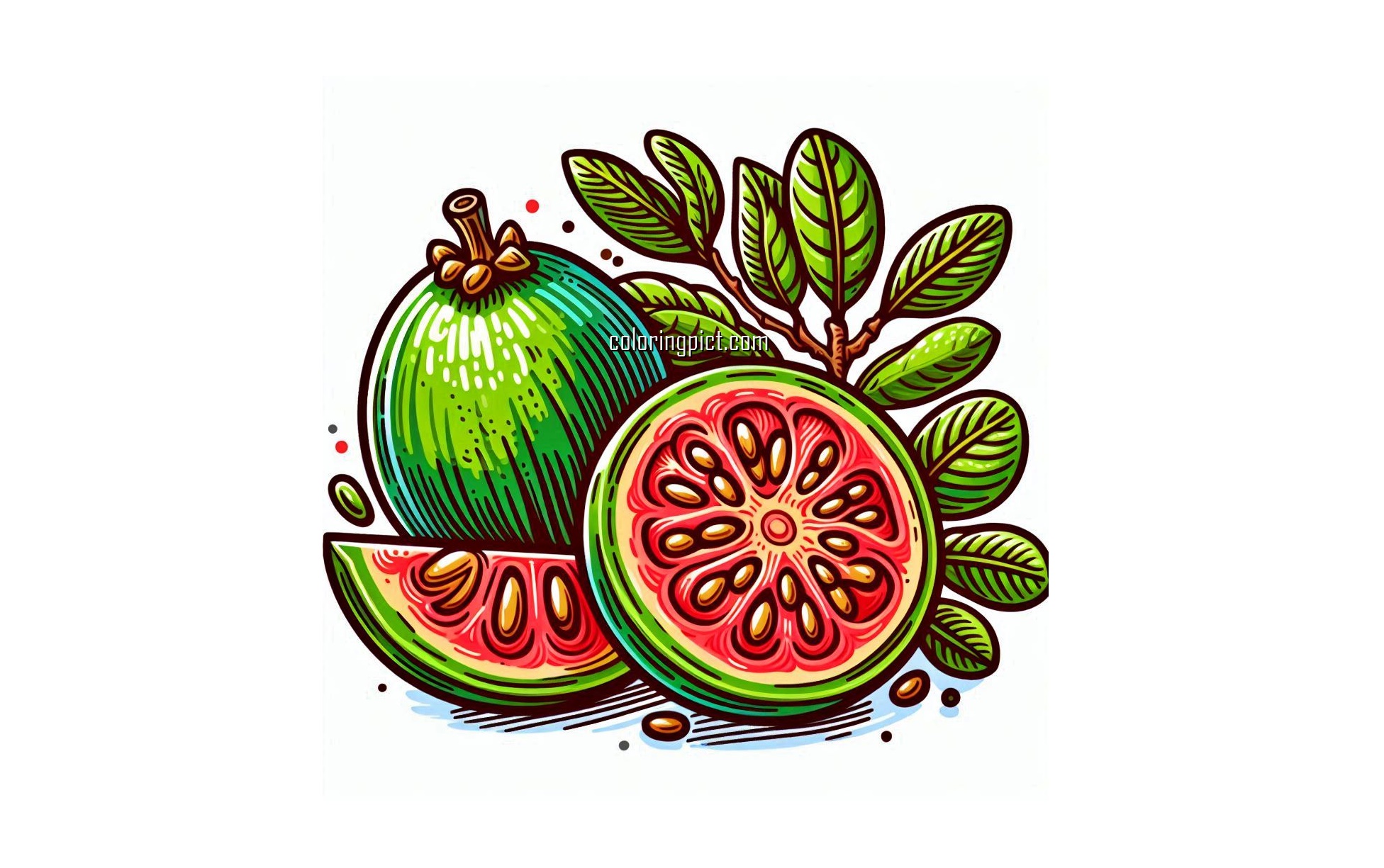 Feijoa Fruit Coloring Page 1 image is feijoa fruit coloring