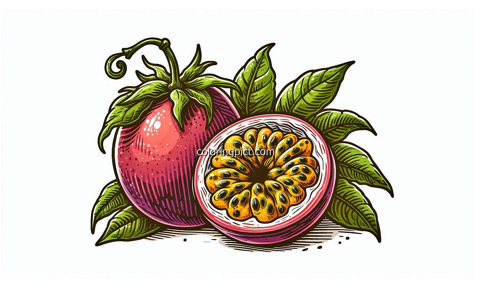 Sweet and Sour Passion Fruit Coloring Page 1 image is passion fruit coloring