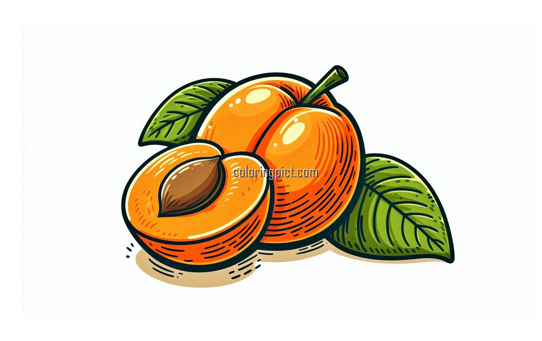 Sweet and Bright Apricot Coloring Page 6 image of apricot fruit coloring