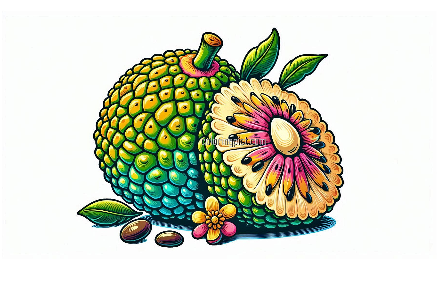 Big and Delicious Tropical Fruits, Jackfruit Coloring Page 5 image of jackfruit coloring