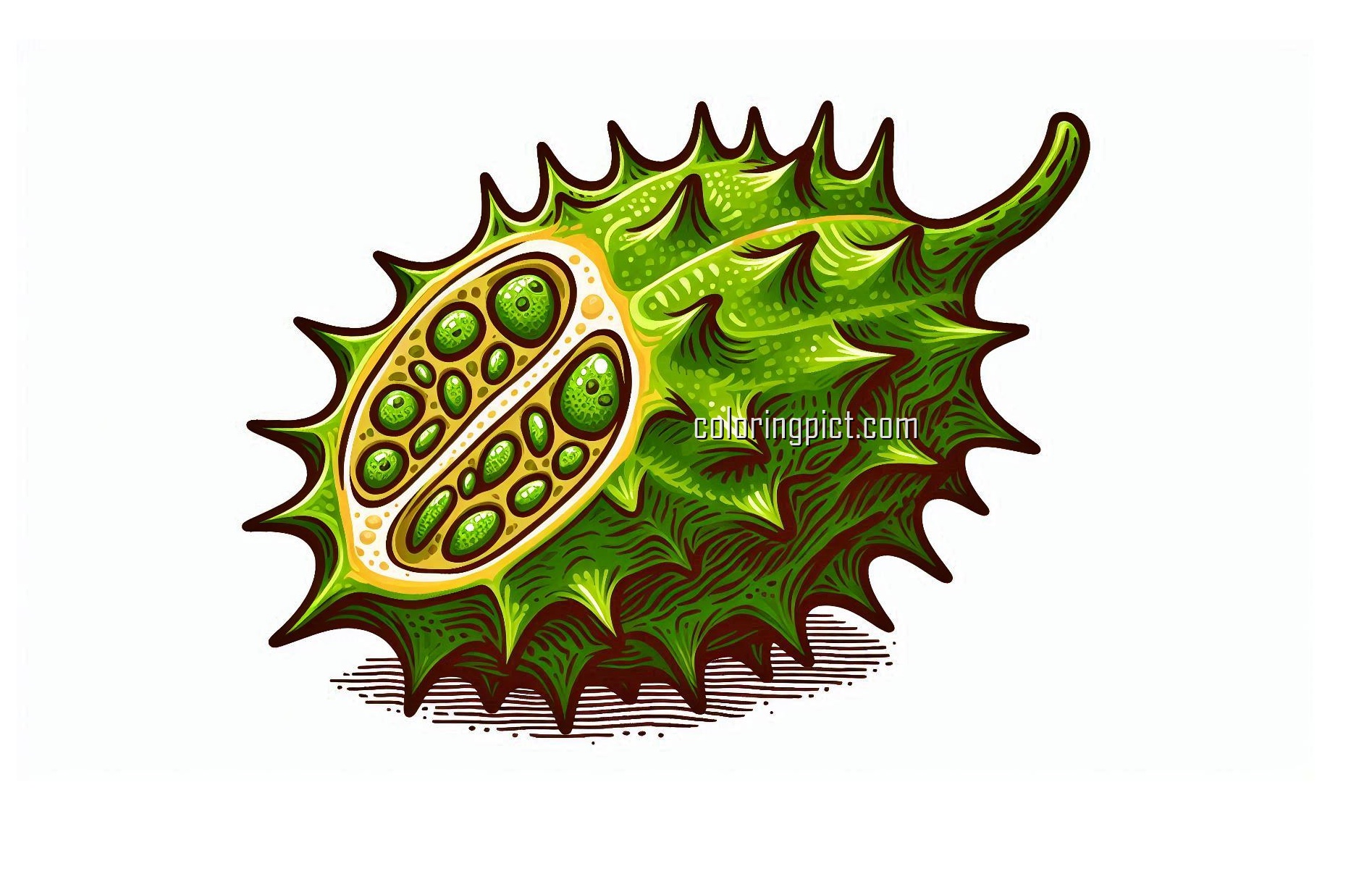 image of kiwano fruit coloring