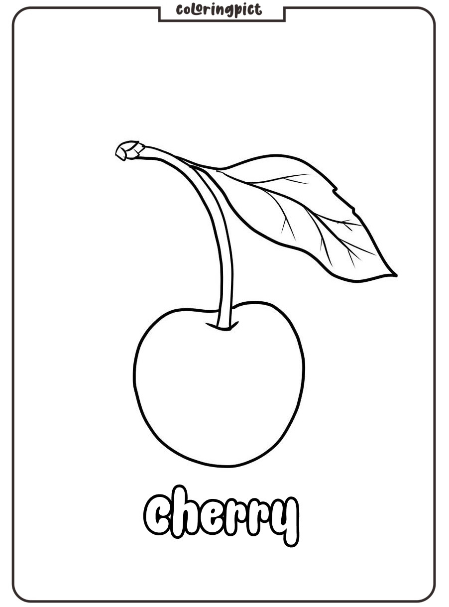 Delicious Cherry Coloring Page 5 printable cherry coloring page for kids