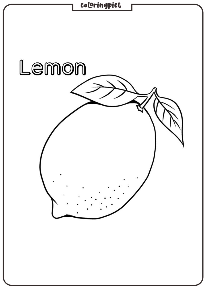 Fresh Popular Fruits, Lemon Coloring Page 3 printable lemon coloring images free