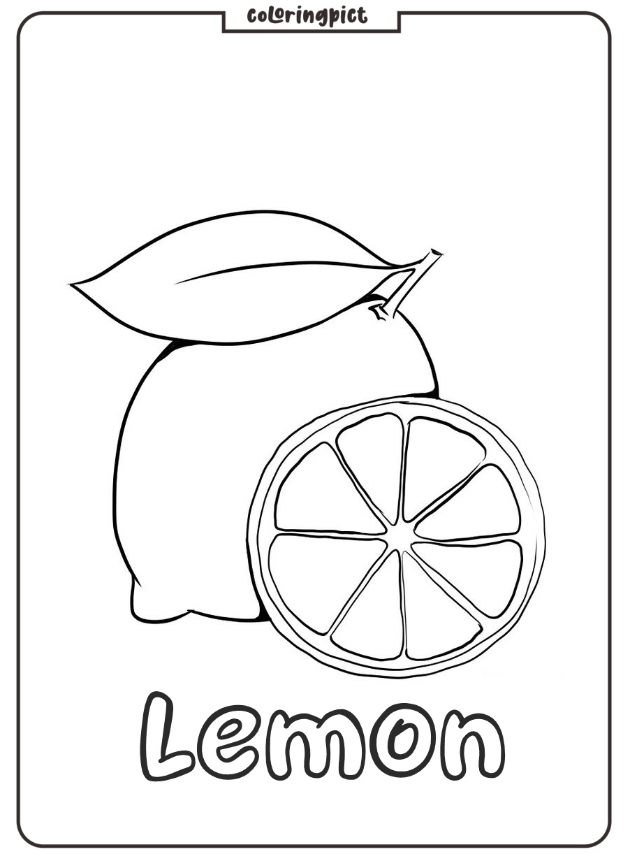 Fresh Popular Fruits, Lemon Coloring Page 4 printable lemon coloring