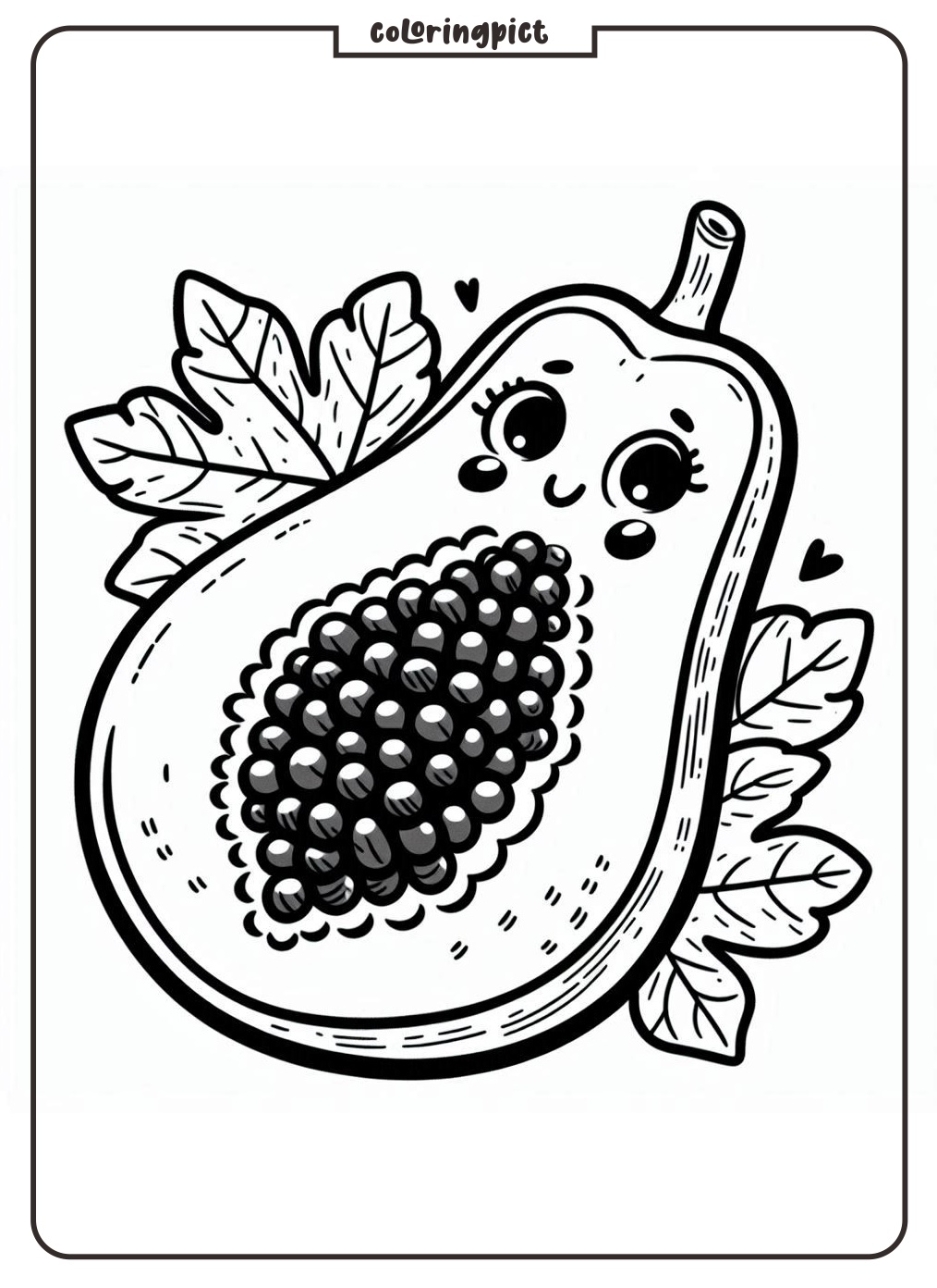 Tropical and Nutritious Papaya Fruit Coloring Page 2 printable papaya coloring page for kids