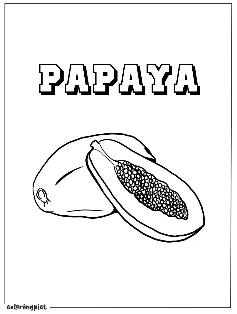 Tropical and Nutritious Papaya Fruit Coloring Page 7 printable papaya for coloring download
