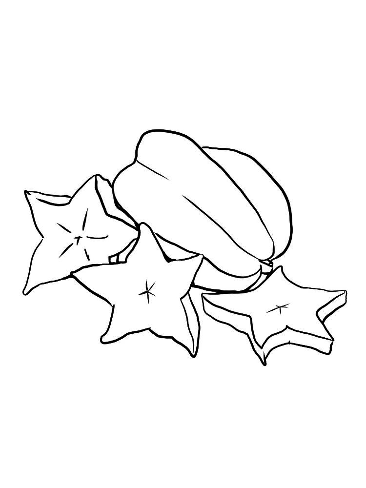 Unique and Delicious Tropical Fruits, Star Fruit Coloring Page 3 printable star fruit coloring page