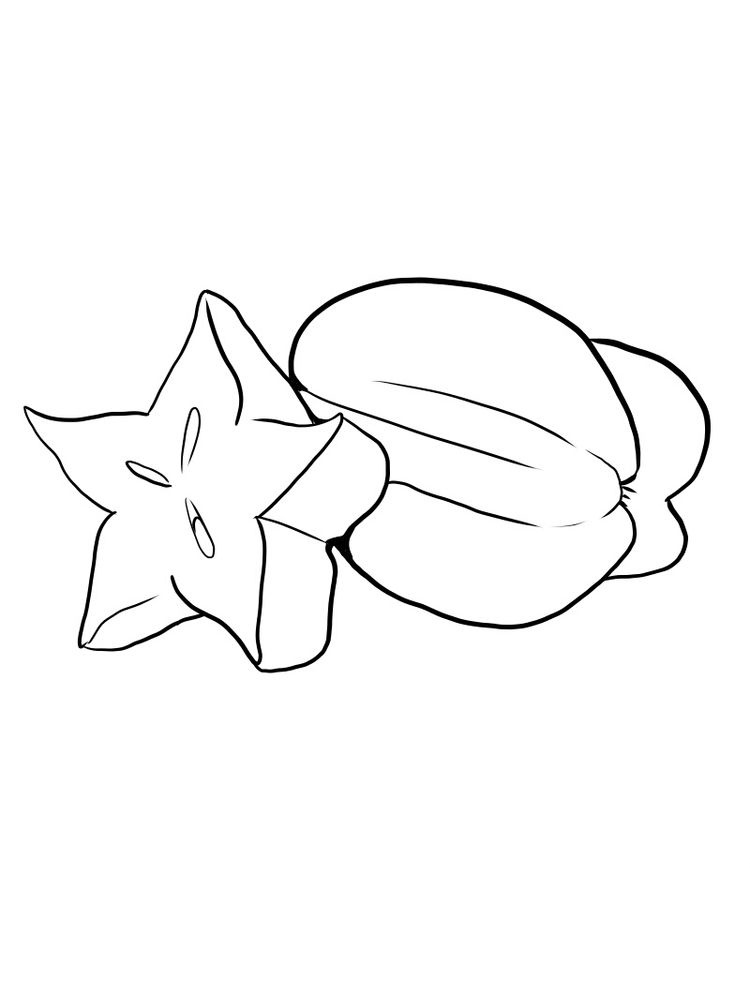 Unique and Delicious Tropical Fruits, Star Fruit Coloring Page 4 printable star fruit coloring pages
