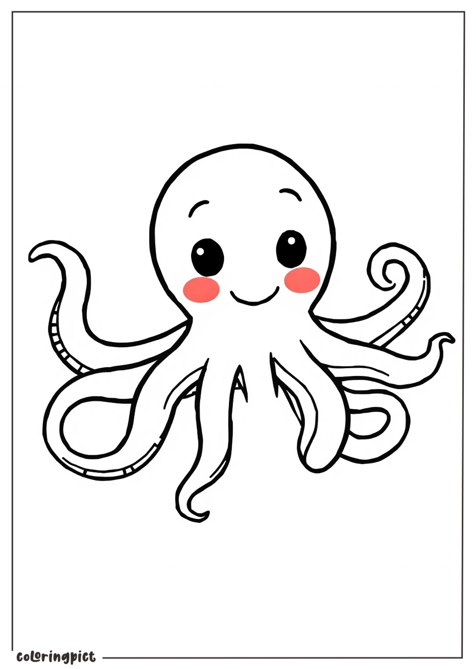 Sea Animals Octopus Coloring Pages 2 Cartoon Octopus Coloring Page