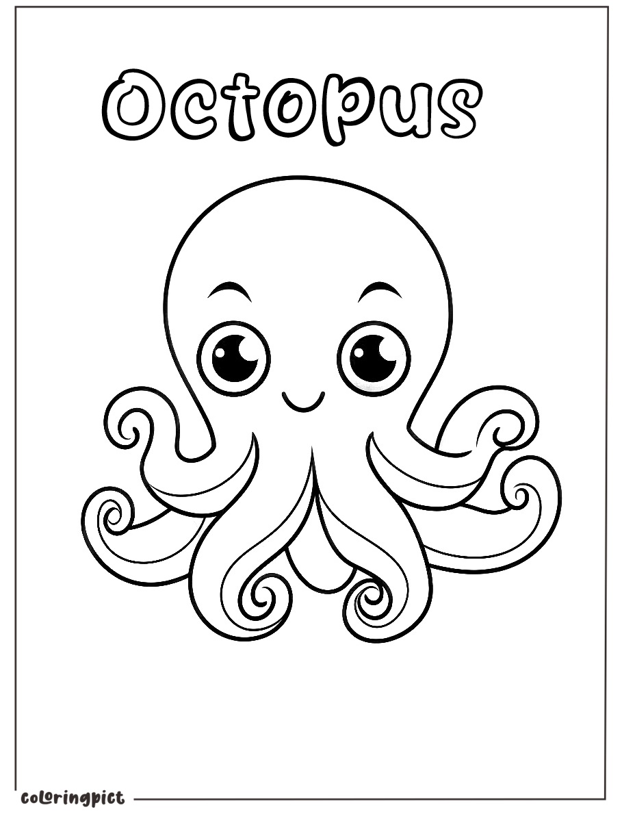Sea Animals Octopus Coloring Pages 1 Cartoon Octopus coloring page for kids