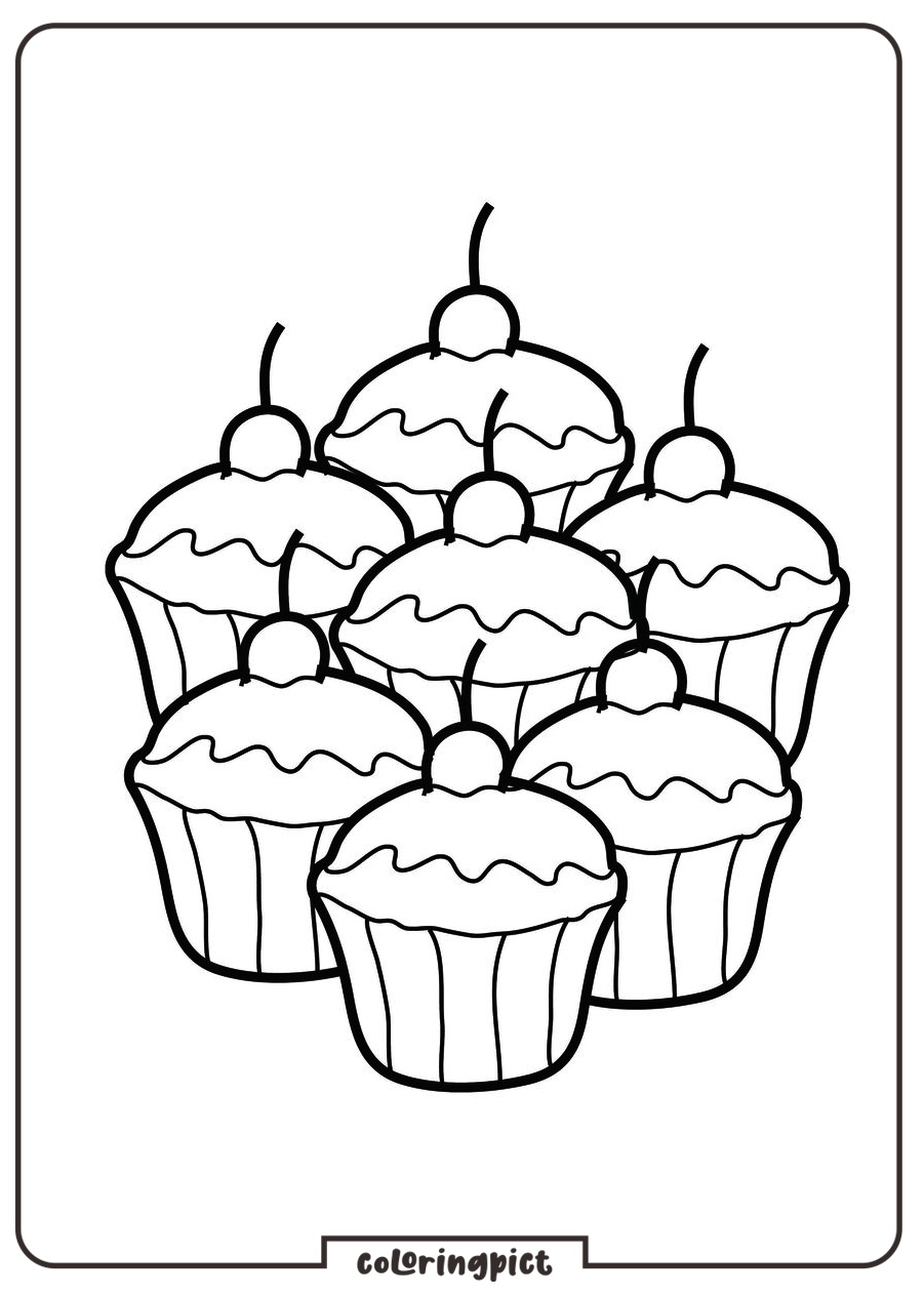 Cupcake Coloring Page for kids