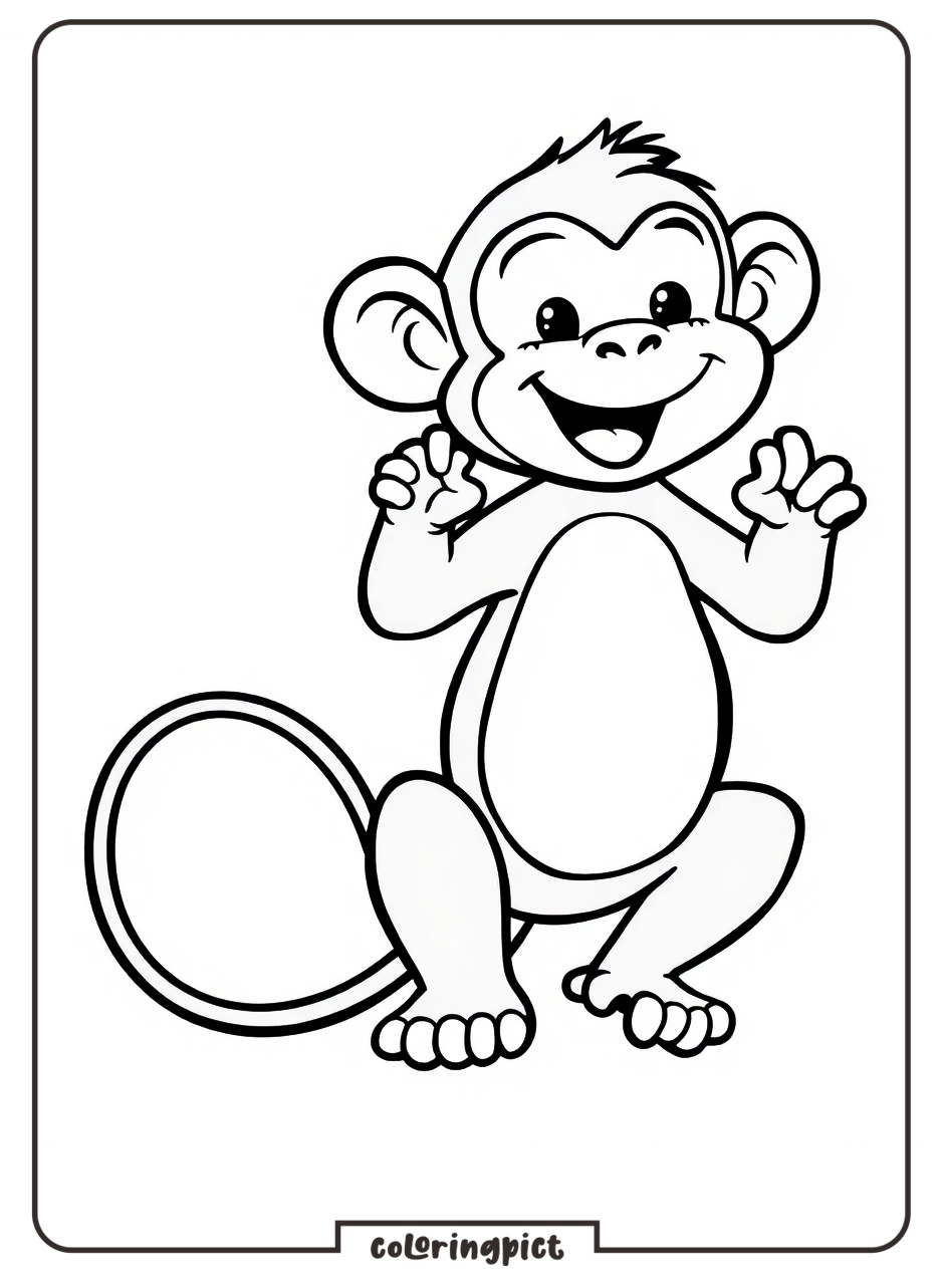 Cute Monkey Coloring Page Printable