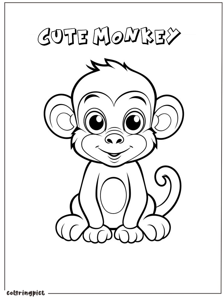 Cute Monkey Coloring Page